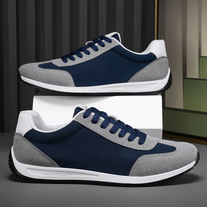 Laced men's classic retro sneakers, ensuring a secure, comfortable, and stylish fit for all-day wear.