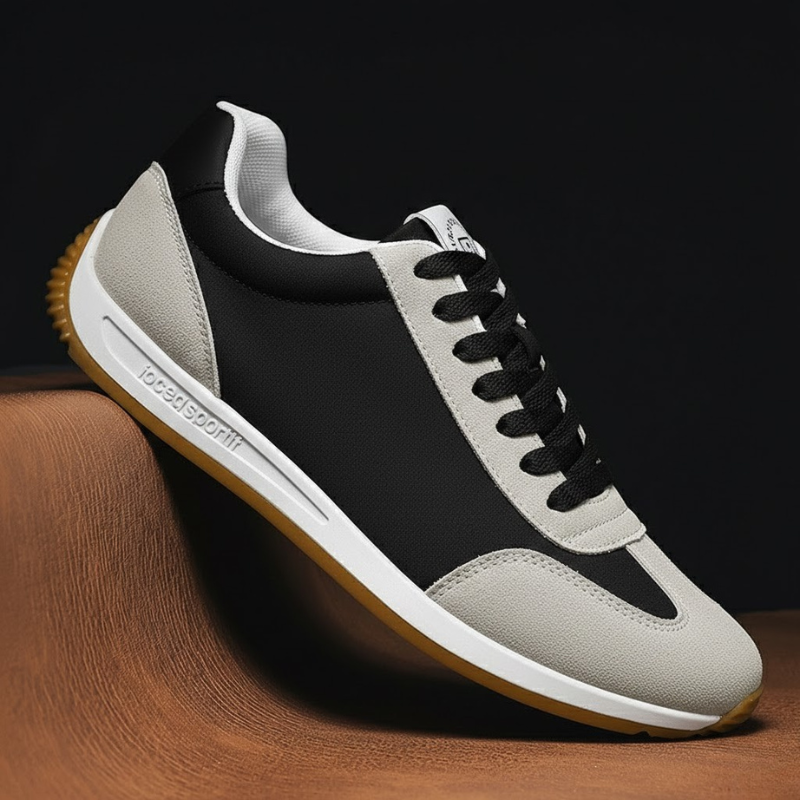 Front view of versatile men's retro comfort sneakers, perfect for casual style & everyday wear.