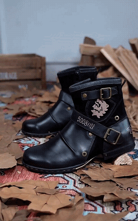 Stylish men's luxury boots. Premium classic footwear for formal shoes & sophisticated casual outfits. Retro design.