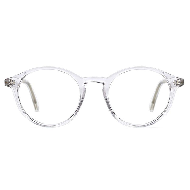 Round frame men's blue light glasses. Stylish acetate eyewear for digital comfort & reduced eye fatigue.