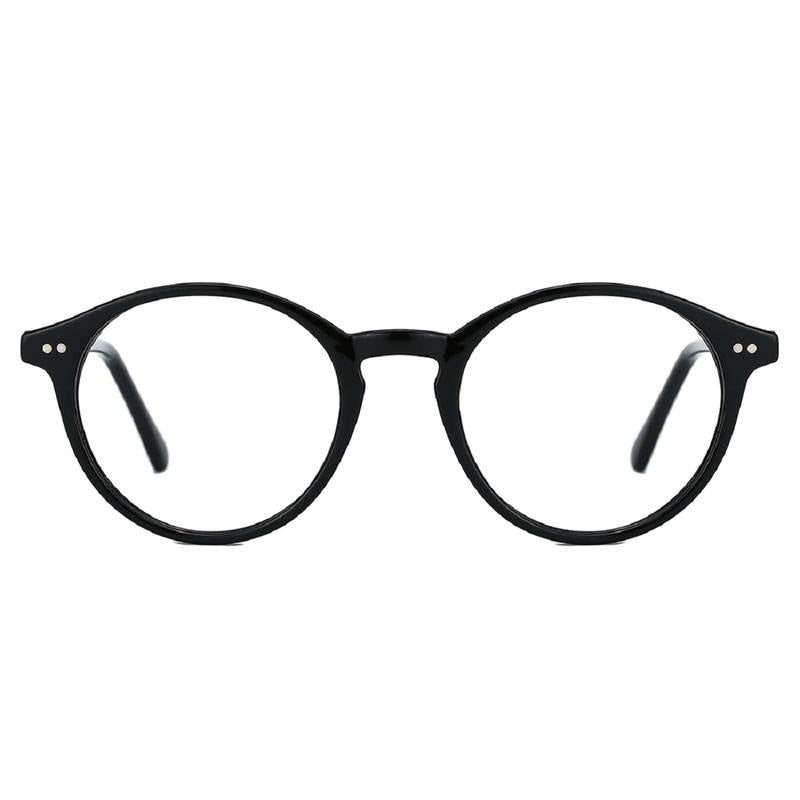 Modern men's round blue light eyewear, classic acetate design to protect eyes from digital screen strain.