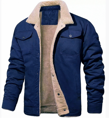 Versatile men's classic shearling collar jacket. Essential winter outerwear for casual style & layering.