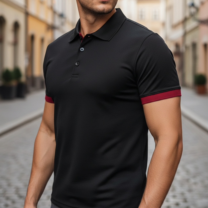 Versatile men's casual shirt, short sleeve polo style, great for summer & everyday fashion.