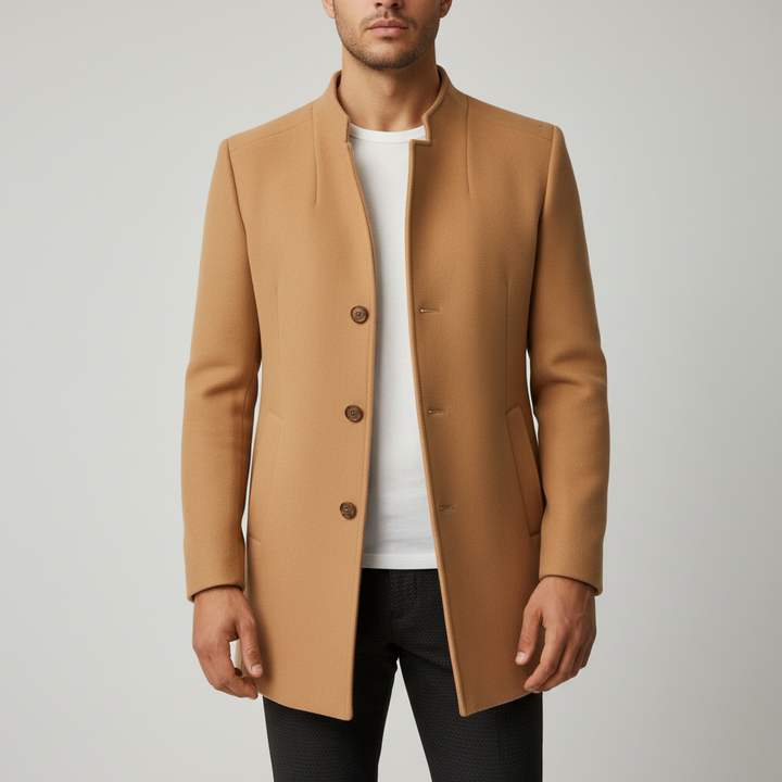 Manfred men's classic wool blend winter coat, side view