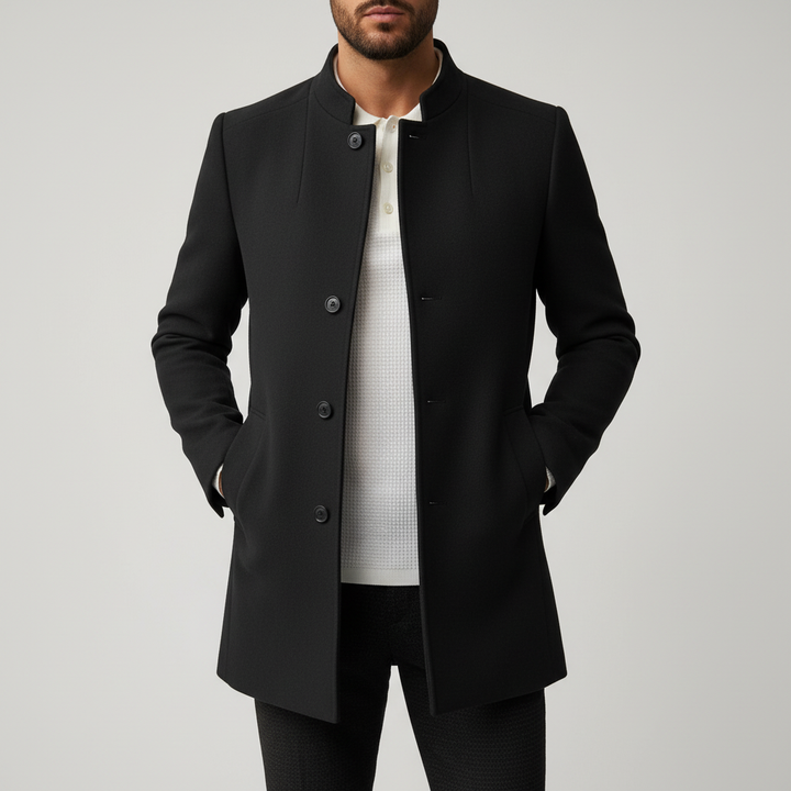 Elegant men's wool blend classic coat for autumn and winter fashion