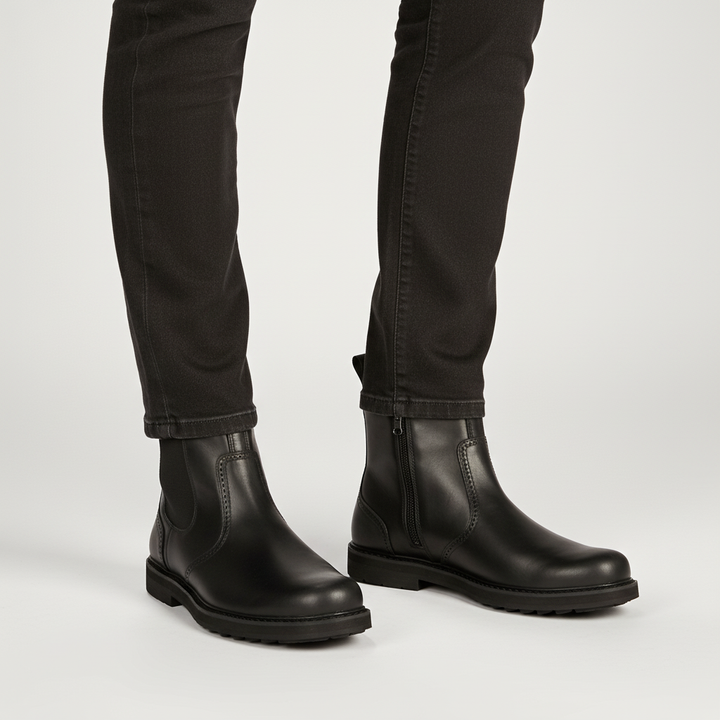 Andreas men's classic Chelsea boots, black slip-on design, combines comfort with elegant style.