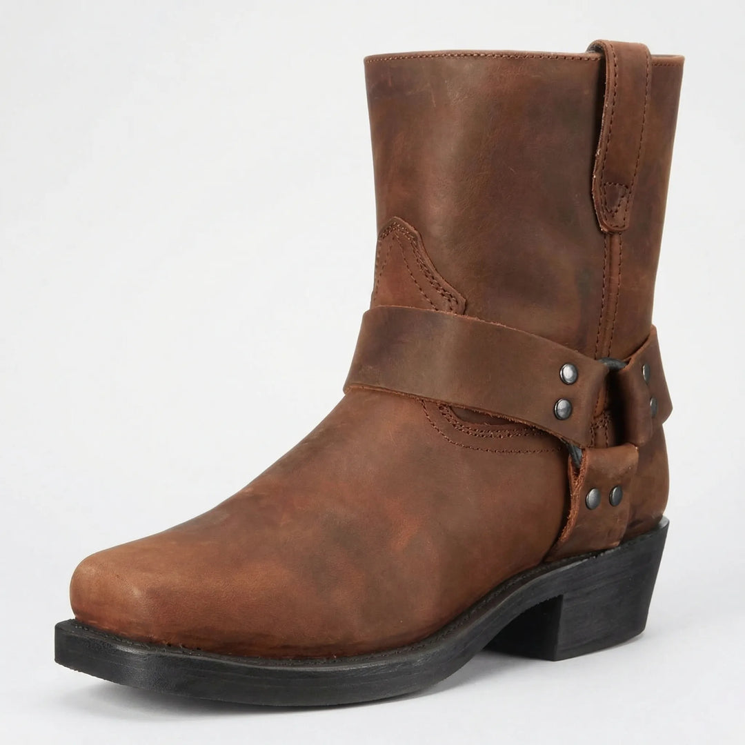 Stylish men's Western cowboy boots, perfect for riding or casual wear, featuring a durable slip-on design.