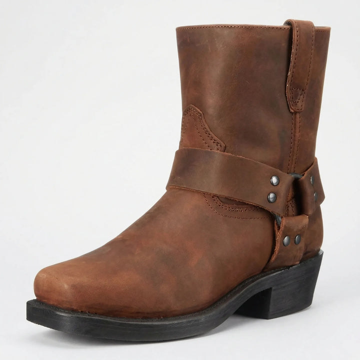 Stylish men's Western cowboy boots, perfect for riding or casual wear, featuring a durable slip-on design.
