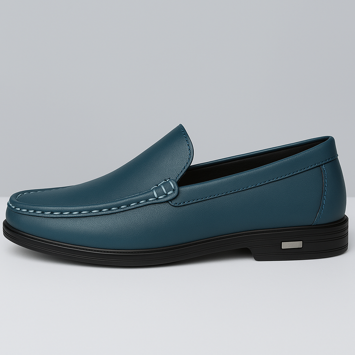 Comfortable men's black slip-on loafers, ideal for walking and everyday wear. All-day support and style.