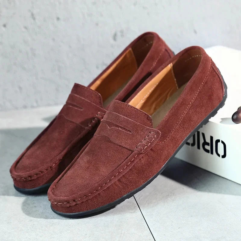 Classic men's dress shoes, elegant slip-on loafers for smart casual or business wear.