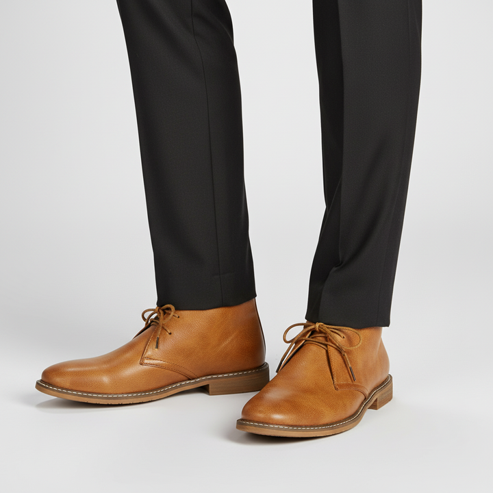 Durable men's casual dress shoes, Andreas model, with slip-resistant sole for safety.