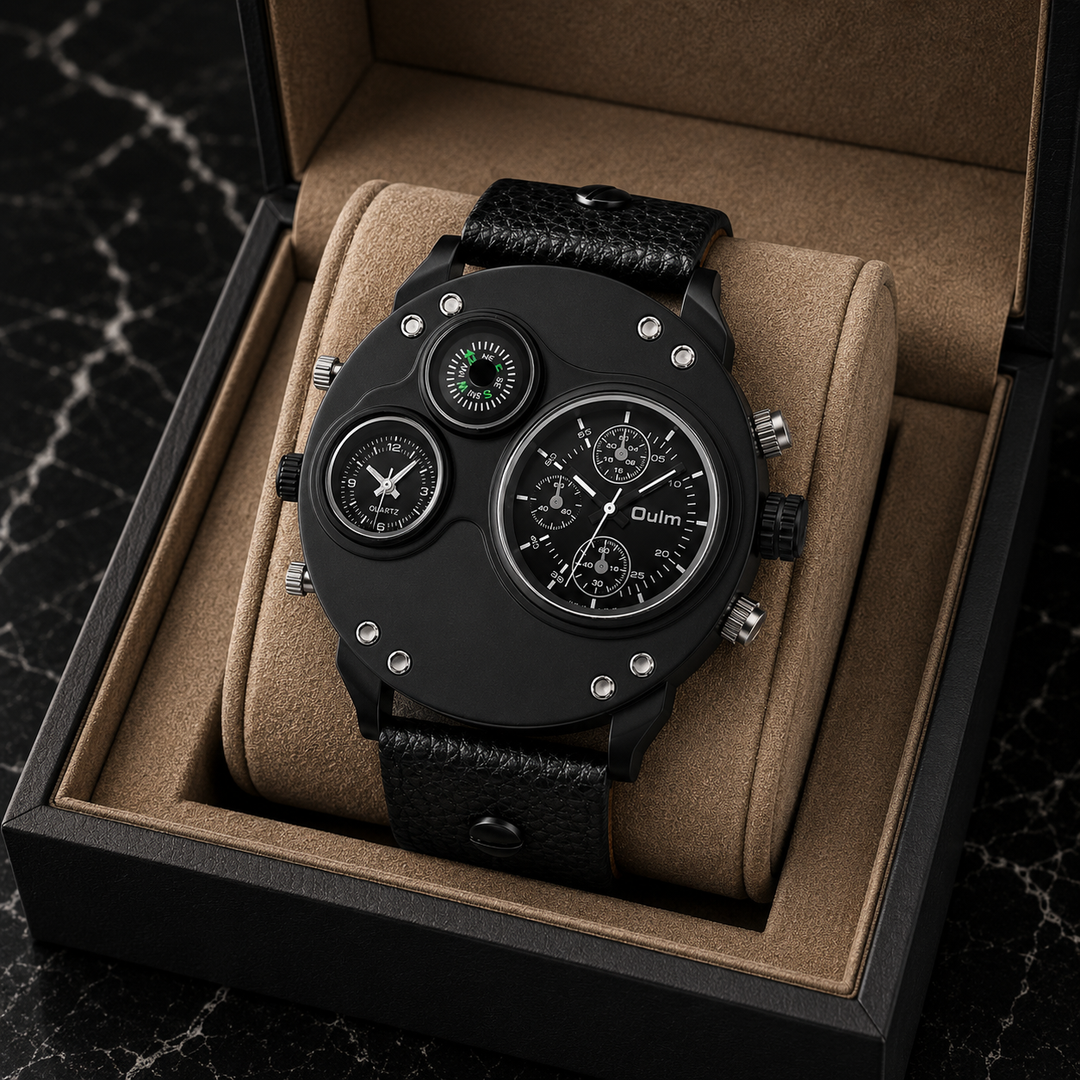 Durable men's quartz wrist watch in polished stainless steel, water resistant.