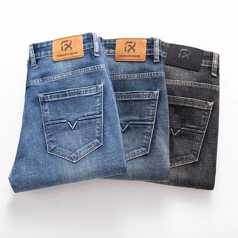 Comfortable men's straight fit gray denim jeans. Stylish & versatile, ideal for everyday casual outfits.