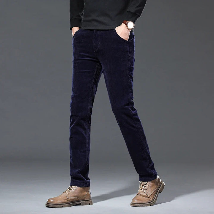 Men's classic straight fit trousers offering comfortable, timeless style for various business casual & everyday occasions.
