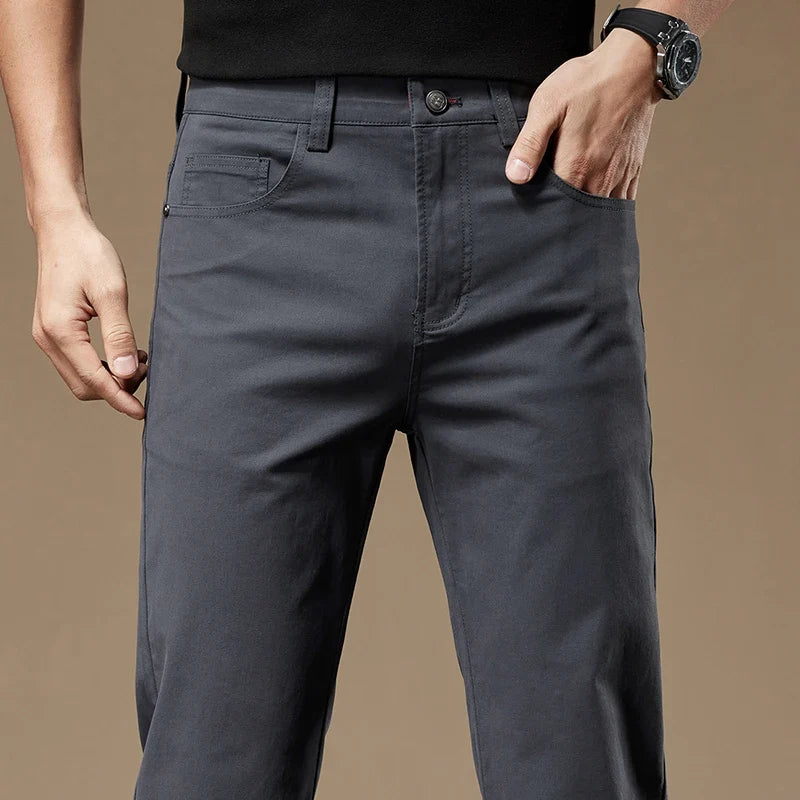 Tailored straight-leg men's pants, offering versatile style for classic and modern fashion outfits.