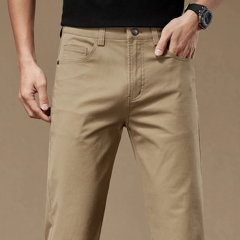 Everyday wear men's straight-leg pants, classic style with a tailored fit for comfort.
