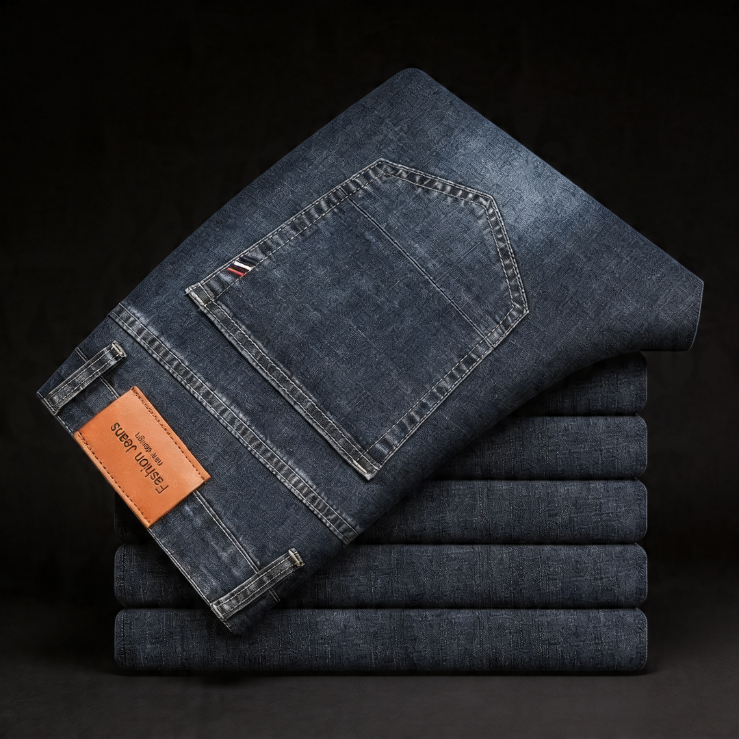 Men's classic straight-leg trousers in versatile blue gray, perfect for everyday comfortable style.
