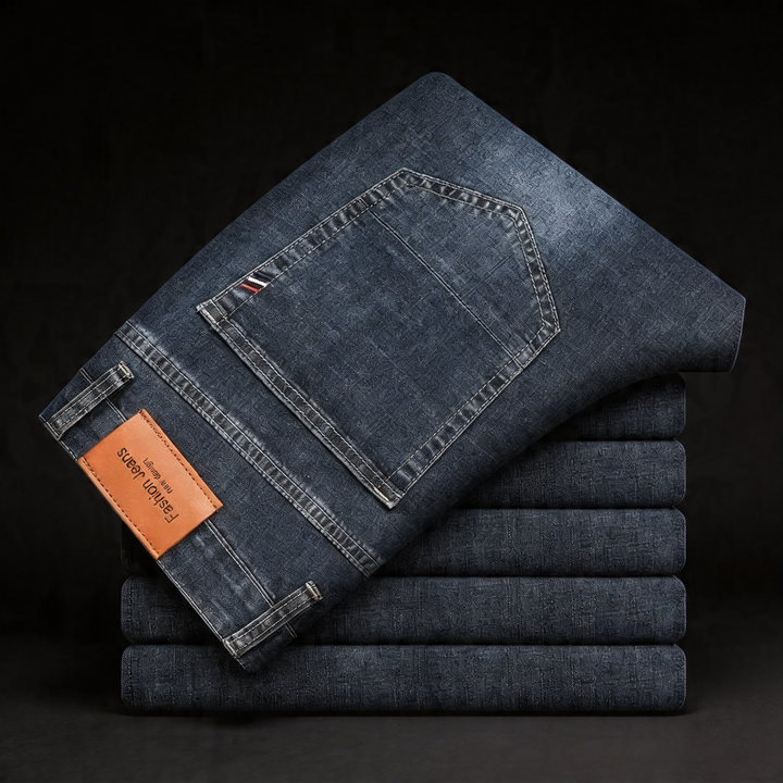 Men's classic straight-leg trousers in versatile blue gray, perfect for everyday comfortable style.