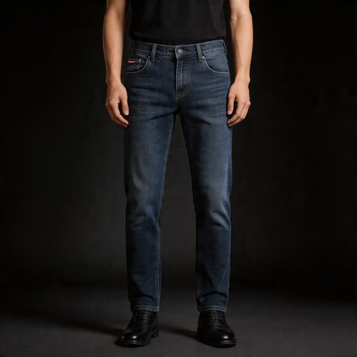 Durable, comfortable light gray straight-leg men's trousers, perfect for everyday versatile wear.