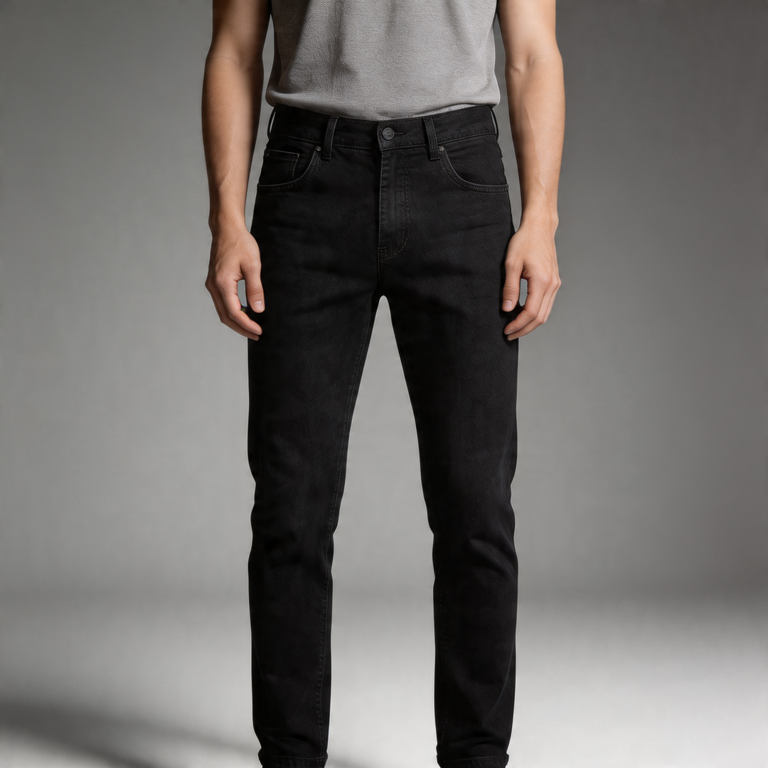 Classic fit straight-leg men's trousers in blue gray, offering comfortable & stylish everyday wear.