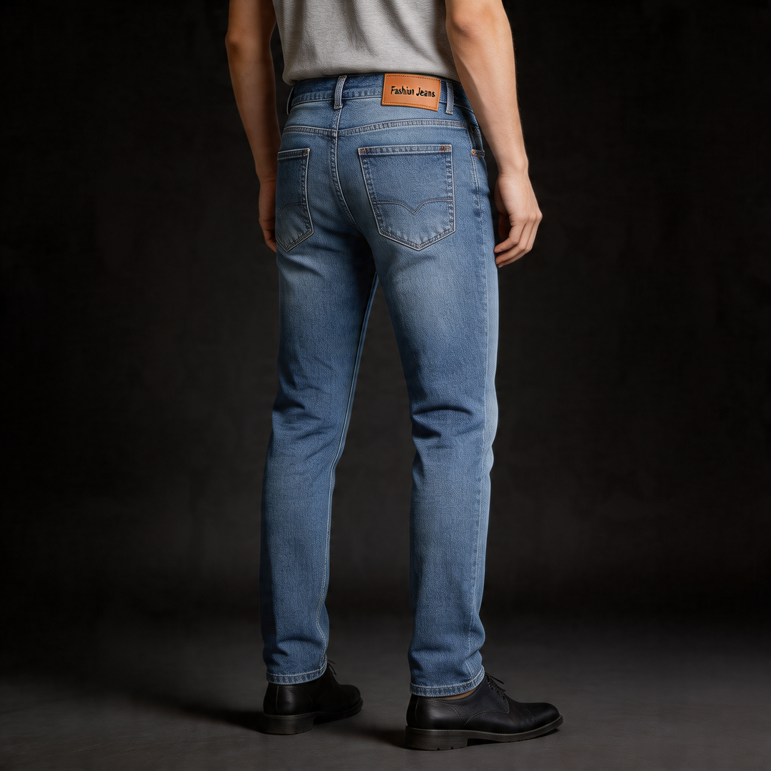 Men's fashion bottoms: classic black straight-leg trousers for versatile everyday style.