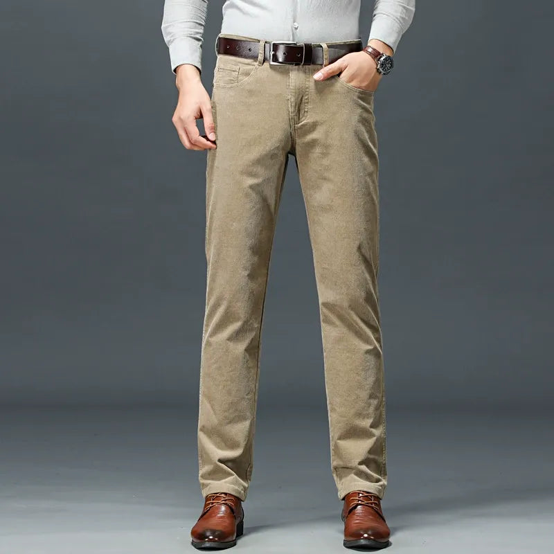 Men's classic stretch corduroy pants, ideal for smart casual style & everyday comfort.