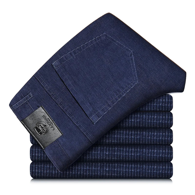Everyday men's straight fit stretch corduroy pants, perfect for smart casual and comfort.