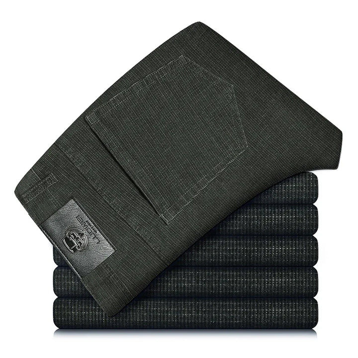 Men's fashion corduroy pants, stretch fabric, midweight & straight fit for smart casual versatility.