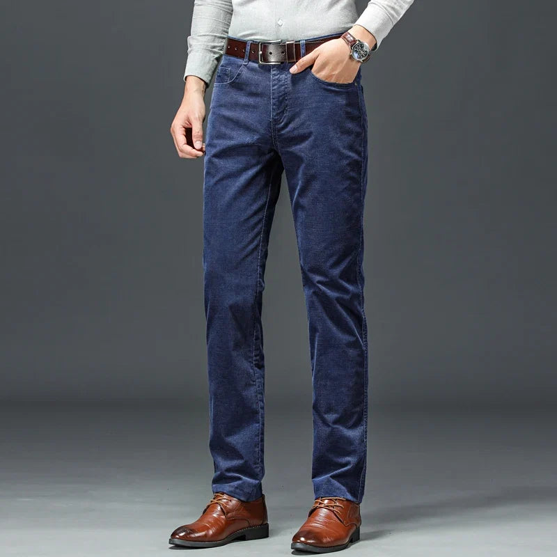 Straight fit men's midweight corduroy pants with stretch for versatile fashion.