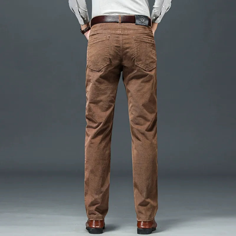 Comfortable men's smart casual corduroy pants, featuring a classic straight fit & stretch fabric.