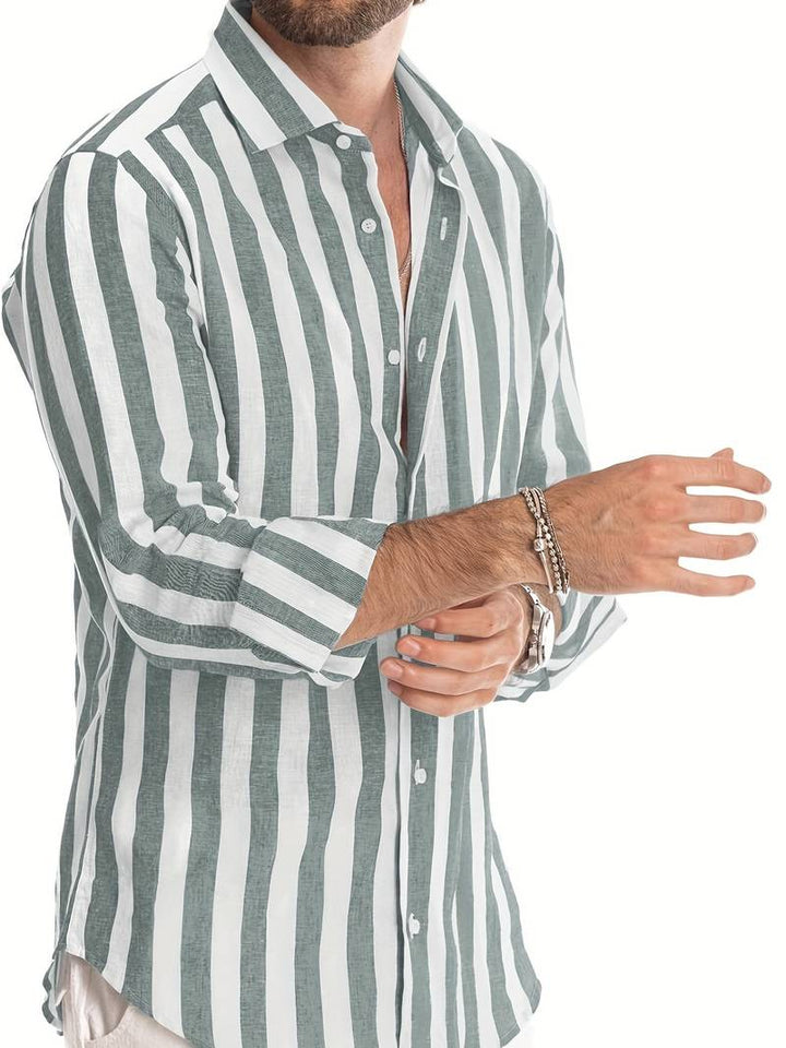 Stylish striped long sleeve men's shirt for smart casual or business casual occasions. Classic & comfortable.
