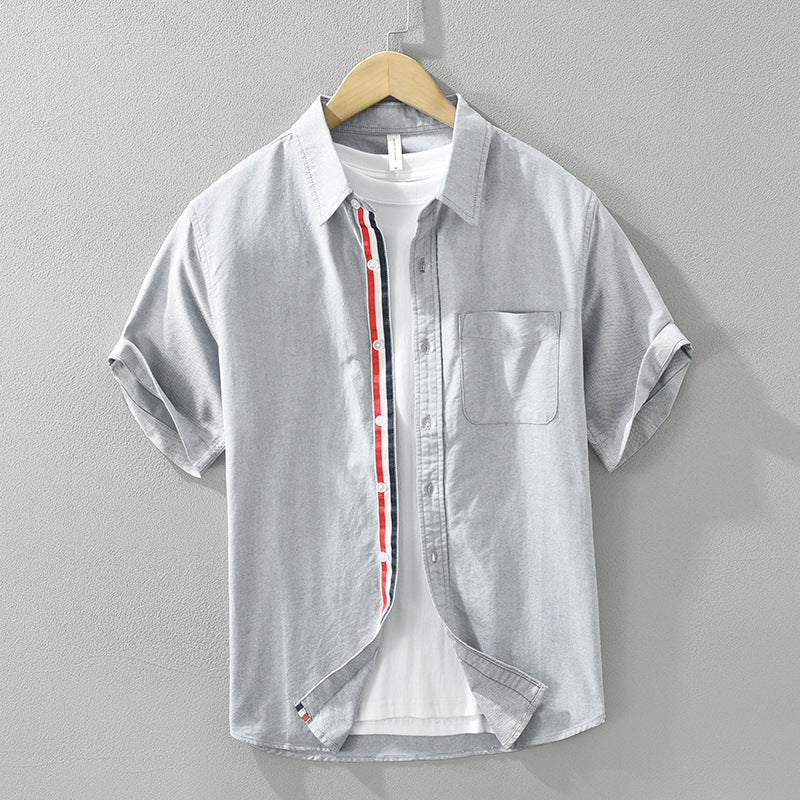 Lightweight men's striped summer shirt, short sleeve, perfect for warm weather comfort and casual fashion.