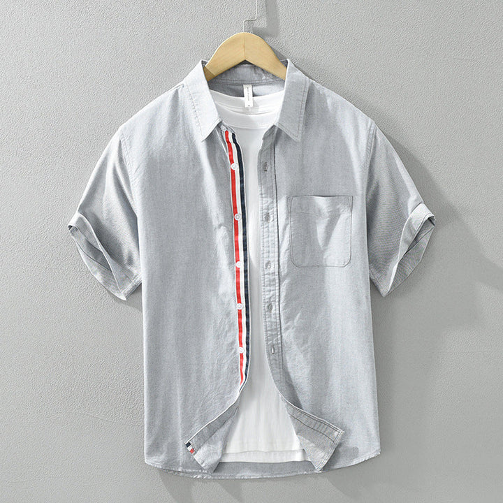 Lightweight men's striped summer shirt, short sleeve, perfect for warm weather comfort and casual fashion.