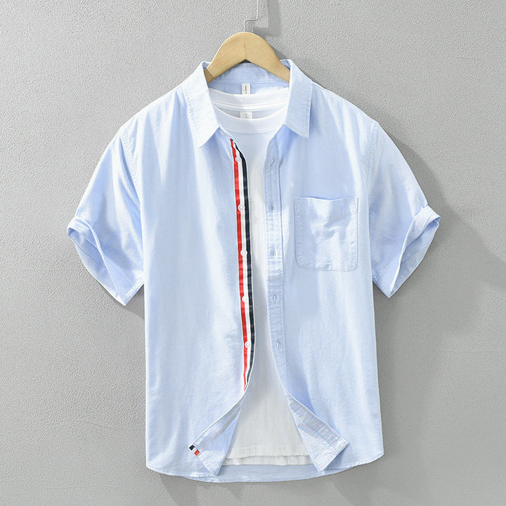 Casual men's short sleeve striped shirt, a summer essential. Stylish and breathable for warm weather fashion.