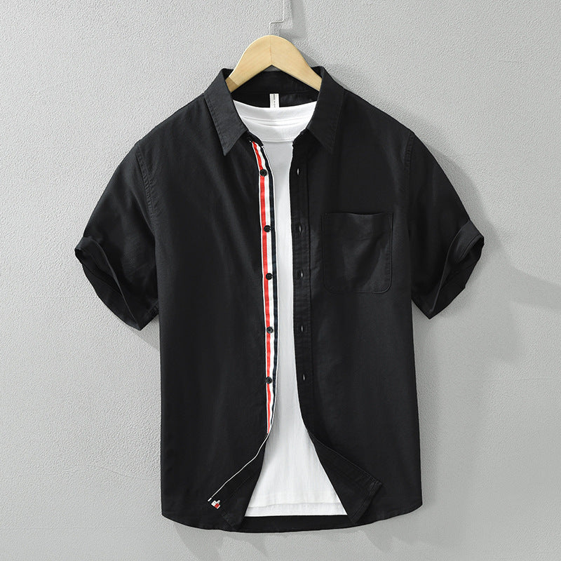 Fashionable men's striped summer shirt, short sleeve, perfect for creating stylish casual warm weather outfits.
