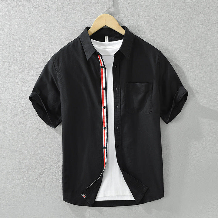 Fashionable men's striped summer shirt, short sleeve, perfect for creating stylish casual warm weather outfits.