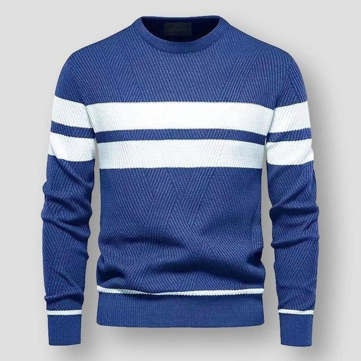 Men's classic striped sweater in soft knit, perfect for effortless everyday style & winter fashion.