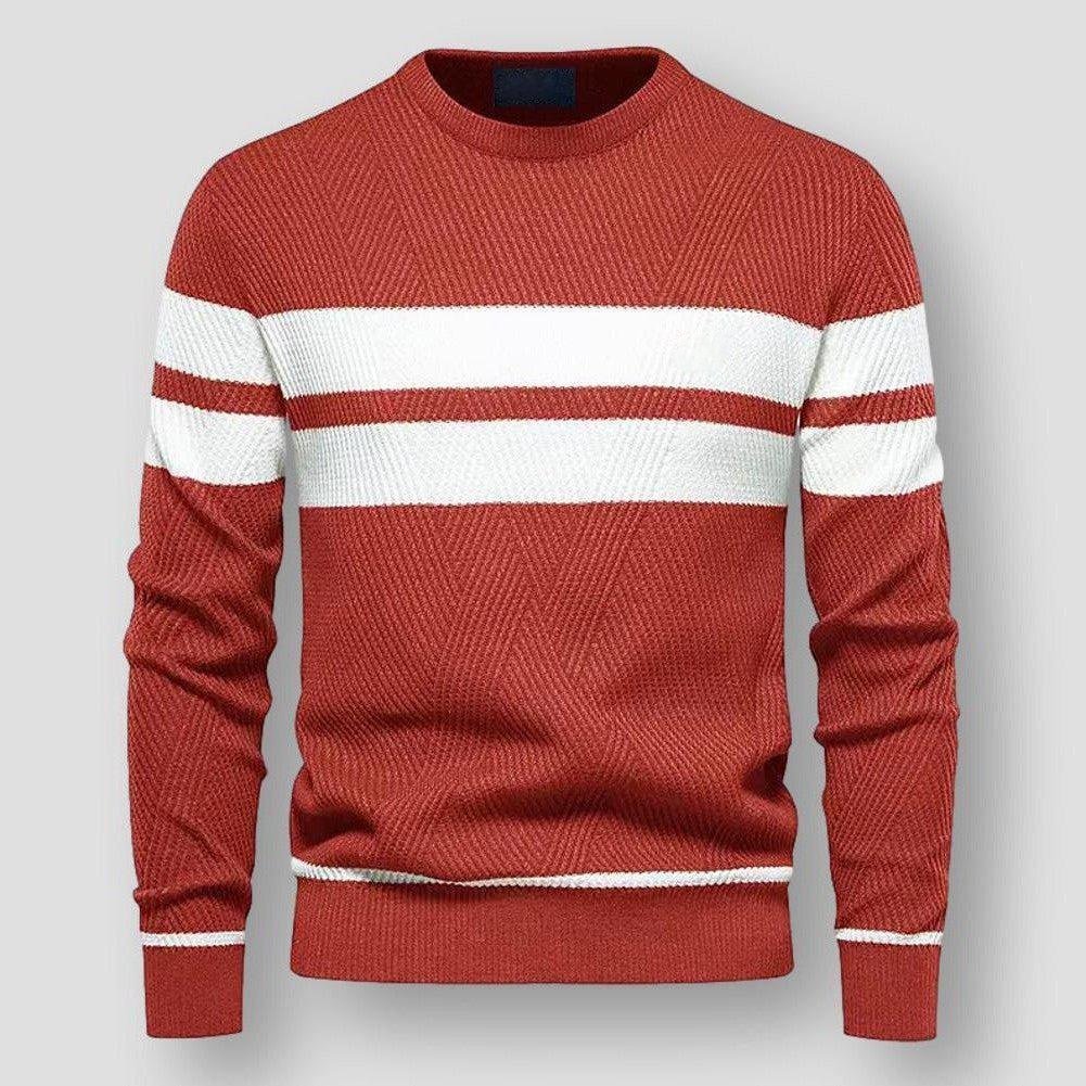 Elegant men's striped pullover sweater, perfect for a refined casual look or comfortable everyday wear.