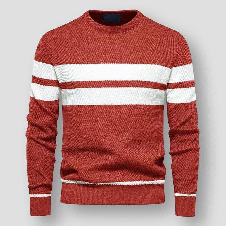 Elegant men's striped pullover sweater, perfect for a refined casual look or comfortable everyday wear.