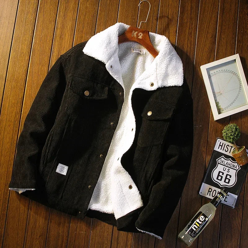 Vibrant men's casual jacket with snap closure, a durable and stylish piece for everyday layering outerwear.