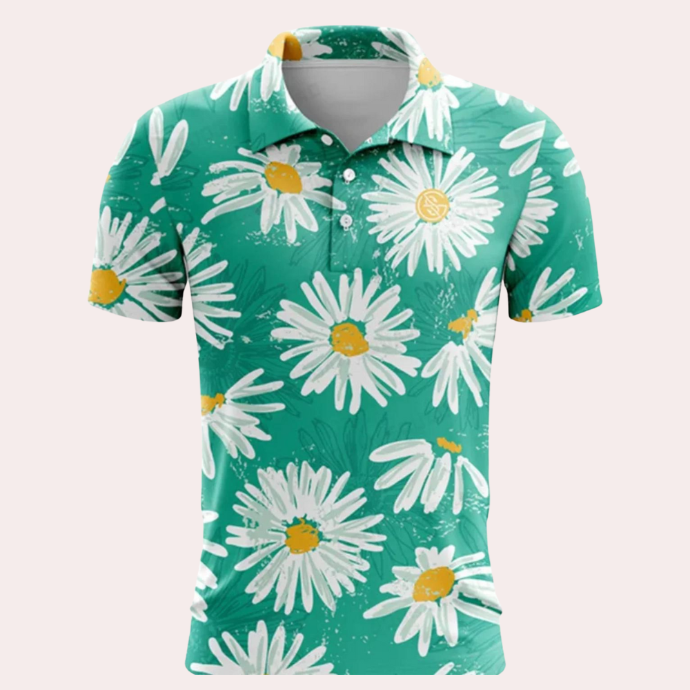 Breathable fabric men's polo, classic style, perfect for versatile summer fashion.
