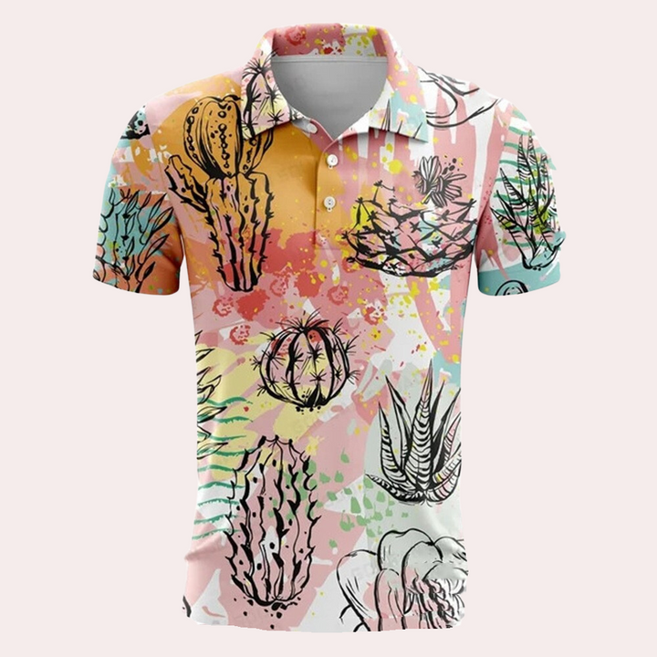 Comfortable fit men's summer polo shirt in a classic design, great for casual wear.