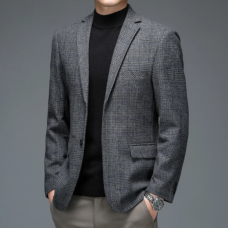 Classic men's tailored blazer, versatile for formal, business, or smart casual wear. Timeless style.