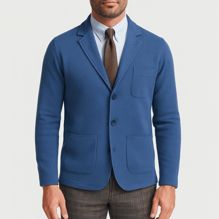 High-quality men's classic blazer in a tailored fit, essential for a polished and professional wardrobe.