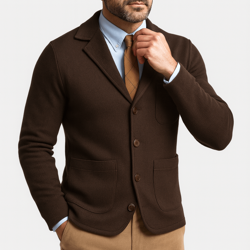 Timeless men's classic blazer, offering a sophisticated tailored style for any professional or social event.
