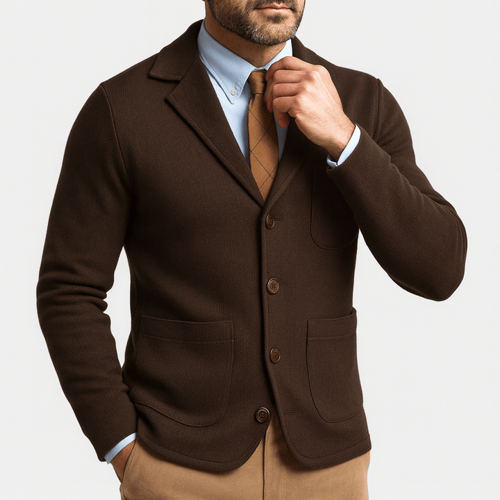 Timeless men's classic blazer, offering a sophisticated tailored style for any professional or social event.