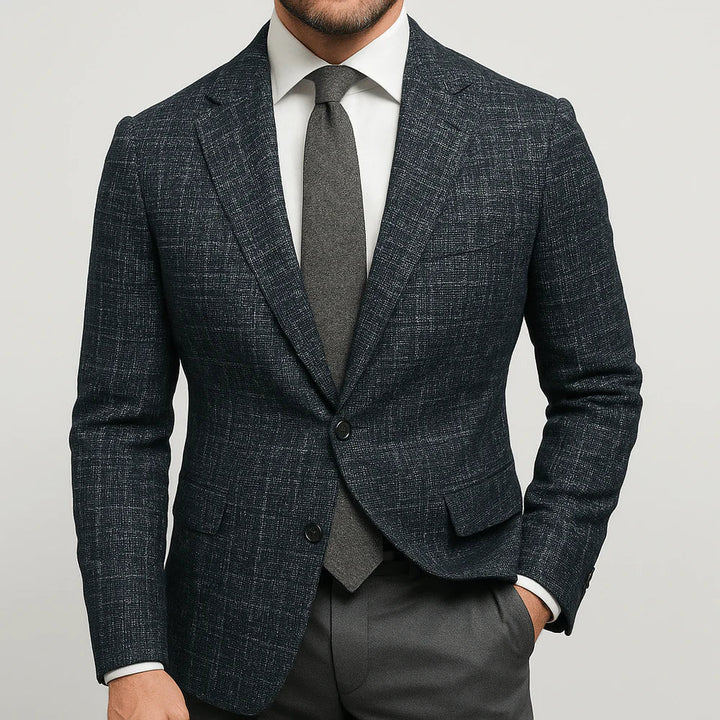 Sophisticated men's suit jacket, a versatile tailored blazer for formal events, business meetings, or wedding guests.