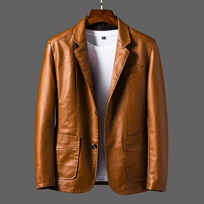 Stylish men's button-up tailored jacket, a versatile piece of men's fashion outerwear for any season.