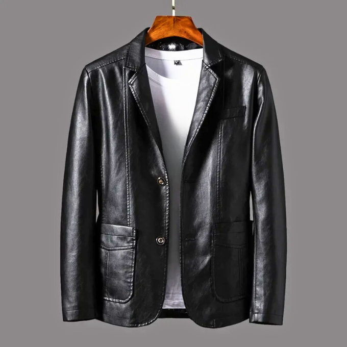 Men's classic button-up tailored jacket. Notched collar, perfect for smart casual fashion and all-season outerwear.