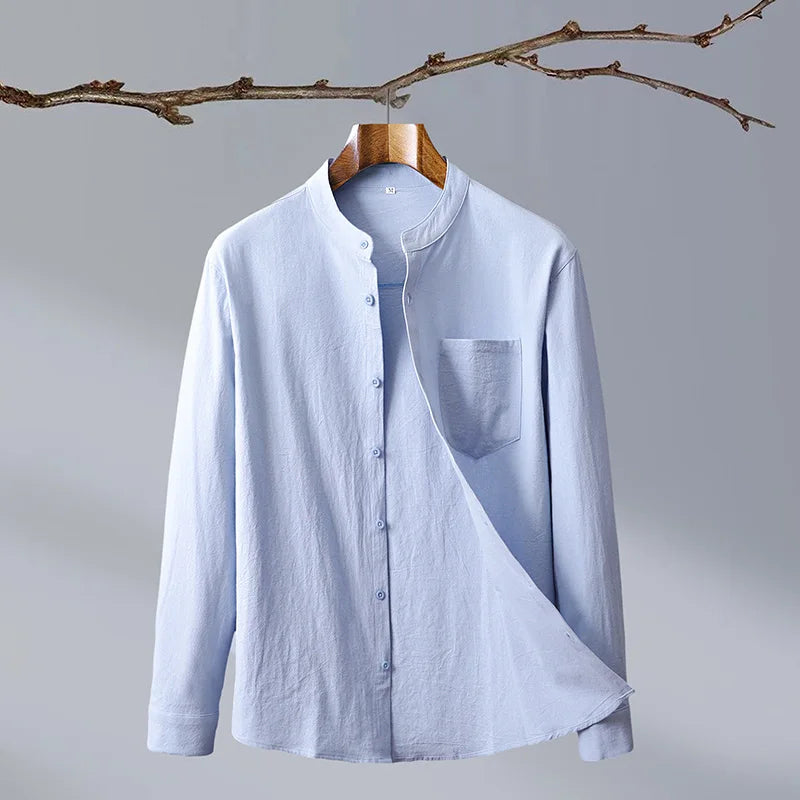 Stylish men's tailored button-up shirt, offering a sophisticated smart casual look and comfortable fit.